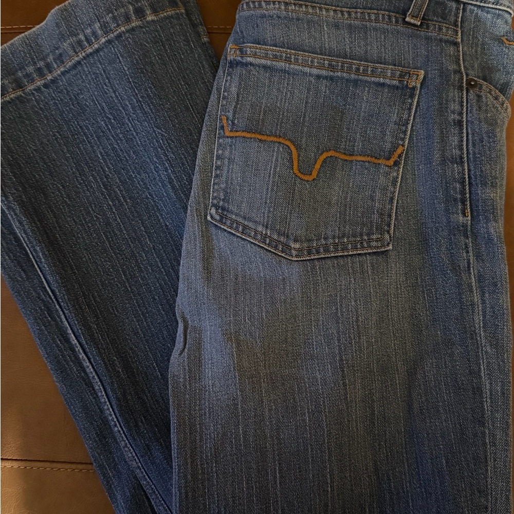 Kimes Ranch Blue Boot Cut Jeans with Brown Stitching